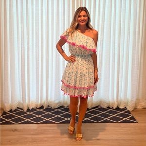 Lilly Pulitzer size M Medium one shoulder islet pink and blue dress. Worn once!